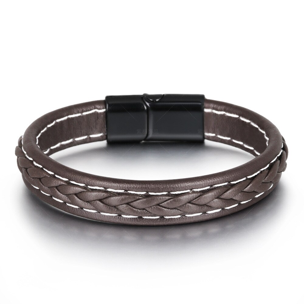 1 Piece Simple  Daily Style Woven Shape PU Men's Bracelet h5 